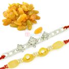 Golden and Silver Touch 2 Rakhi Set with Kishmish Hamper
