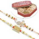 Amazing Peacock and Veera 2 Rakhi Set with 6 type Dryfruits Box