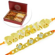 Two Bracelet Kind Brother Rakhi with 4 type Dryfruits Box