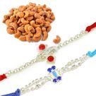 Silver Jewel 2 Rakhi Set with Roasted Cashew