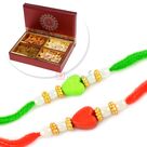Heart Shape Beads 2 Rakhi Set with 4 type Dryfruits