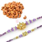 Beautiful Jewel Flower 2 Rakhi Set with Roasted Cashew