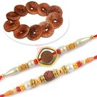 Beautiful Rudraksha 2 Rakhi Set with Dry Figs Dryfruits Hamper