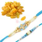 Pearl Rakhi Set of 2 Rakhis with Kishmish Dryfruits Hamper