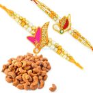 Designer Sandalwood Pearl Rakhi with Roasted Cashew