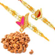 Designer Sandalwood Pearl Rakhi with Roasted Cashew