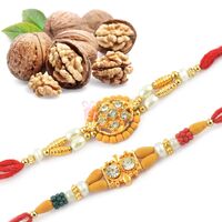 Beautiful Jewel 2 Rakhi Set with Walnuts Dryfruits