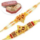 Beautiful Heart Shape Sandalwood 2 Rakhi with 6 type Dryfruits