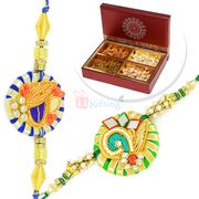 Traditional Beautiful 2 Rakhi Set with 4 type Dryfruits
