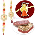 Fabulous Pair Rakhi and Kids Rakhi with 6 type Dryfruits Combo