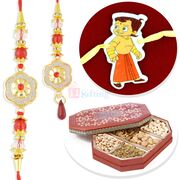 Fabulous Pair Rakhi and Kids Rakhi with 6 type Dryfruits Combo
