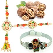 Walnuts Dryfruits with Meena Diamond Pair and Kids Rakhi