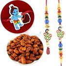 Peacock Pair and Kanha Kids Rakhi with Roasted Almonds