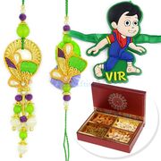Four type Dryfruits and Pair Kids Rakhi Hamper