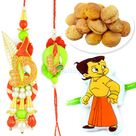 Apricots Dryfruits with Zari Pair and Kids Rakhi Hamper