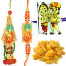 Wonderful Pair Rakhi with Kids Rakhi and Kishmish Dryfruits