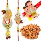 Roasted Cashew with Zari Worked Pair and Kids Rakhi Hamper