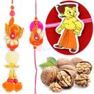 Walnuts Dryfruits and Zari Pair and Kids Rakhi Hamper