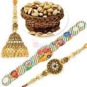 Antique Pair and Kids Belt Rakhi with Pista Dryfruits