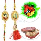 Jewel Padmini Ratan Singh Pair and Kids Rakhi with 6 type Dryfruits