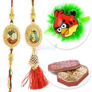 Jewel Padmini Ratan Singh Pair and Kids Rakhi with 6 type Dryfruits