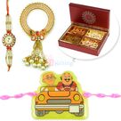 Beautiful Pearl Pair and Motu Patlu Kids Rakhi with 4 type Dryfruits