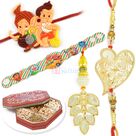 Twin Kids Rakhi with Beautiful Pair Rakhi Set and 6 type Dryfruits Combo