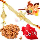 Roasted Cashew with 2 Kids Rakhi and Pair Rakhi Set Hamper
