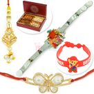 Four Type Dryfruits with 2 Kids and Pair Rakhi Set Hamper