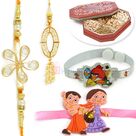Angrybird and Chutki Kids and Pair Rakhi Set with 6 type Dryfruits Box