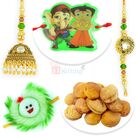 Awesome Pair Rakhi with 2 Kids Rakhi and Apricots Dryfruits