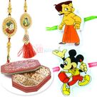 Padmini Ratan Singh Pair and 2 Kids Rakhi with 6 type Dryfruits Box