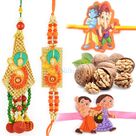 Walnuts Dryfruits with Pair and 2 Kids Rakhi Hamper
