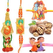 Walnuts Dryfruits with Pair and 2 Kids Rakhi Hamper