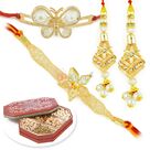 Six Type Dryfruit Nuts with Beautiful 2 Pair Rakhi Set Hamper