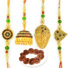 Dry Figs with 2 Antique Pair Rakhi Set Hamper