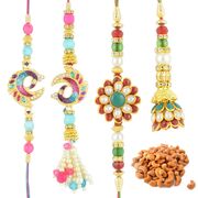 Roasted Cashew with Beautiful 2 Pair Rakhi Set Hamper