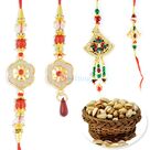 Surprising Hamper of 2 Pair Rakhi Set with Pista Dryfruits