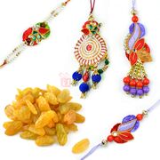 Kishmish with Beautiful Leaf Pair 2 Rakhi Sets Hamper