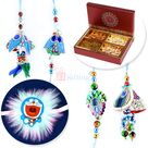 Two Pair with Kids Rakhi Set and 4 Kinds Dryfruit Box