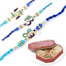 Triple Auspicious Rakhi with 6 Type Nuts Dryfruits Box
