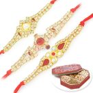 Wonderful Triple Jewel Rakhi with 6 Type Dryfruit Box
