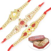 Wonderful Triple Jewel Rakhi with 6 Type Dryfruit Box