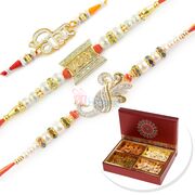 Awesome Peacock and Veera Rakhi with 4 Kinds Dryfruit Box
