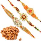 Roasted Cashew with Three Beautiful Brother Rakhi Hamper