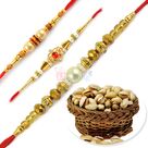 Pista with Awesome Triple Beads and Jewel Rakhi Set Hamper