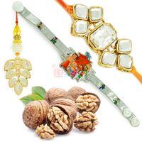 Big Diamond Pair and Kids Rakhi with Healthy Walnuts Combo