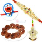 Dry Figs Dryfruits with Diamond Jewel Pair and Kids Rakhi Combo