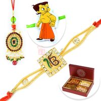 Ik Onkar Meena Pair Rakhi with Dryfruits and Kids Rakhi