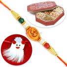Asesome Om and Floral Kids Rakhi with 6 Type Dryfruit Box